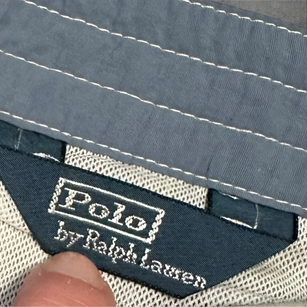 Vtg Polo Ralph Lauren Swim Short Medium Gray/Blue Lined Pockets Board Trunks Men